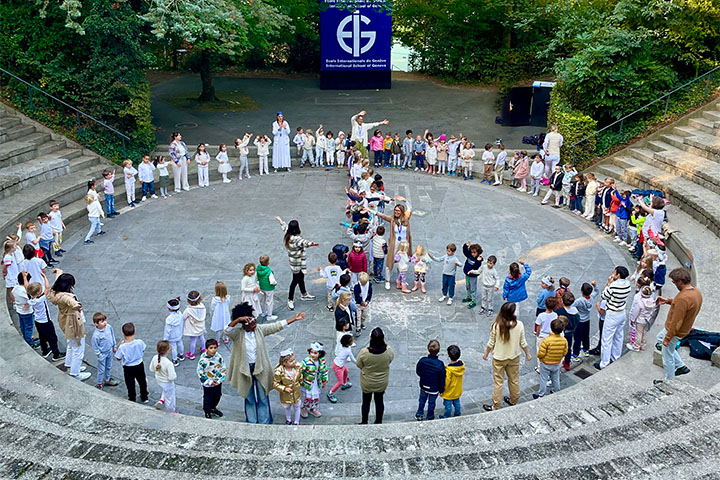 Peace sign made by students